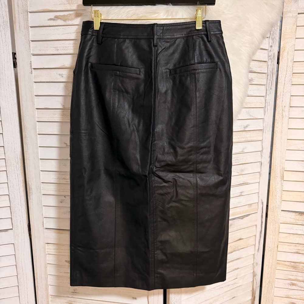 Sanctuary Faux Leather Midi Black Pencil Skirt - Picture 5 of 8